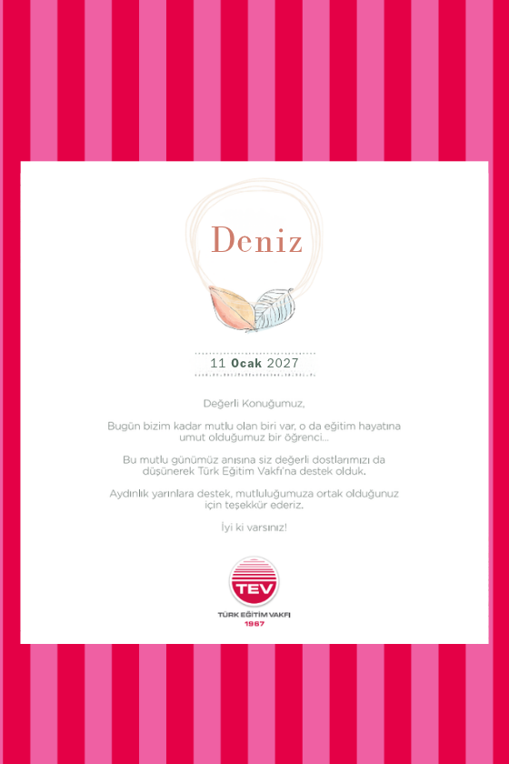 Bebek Teşekkür Kartı 2
